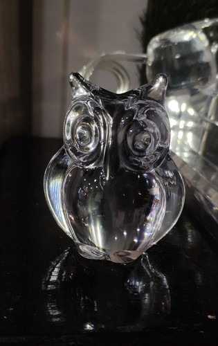 Hibou presse papier cristal - hibou, presse-papier