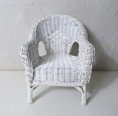 Fauteuil rotin blanc - en,