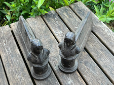 paire de chenets en fonte  , BUSTE cuirassé de JEANNE D'ARC