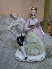 Groupe Statuette Ancien Couple Marquis Marquise Dansant Porcelaine  Saxe VINTAGE
