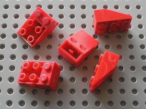 Lego red slope brick - slope, 3