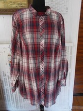 Chemisier coton/polyester écossais rouge stretch SEMPRE by CHALOU 60FR 32UK