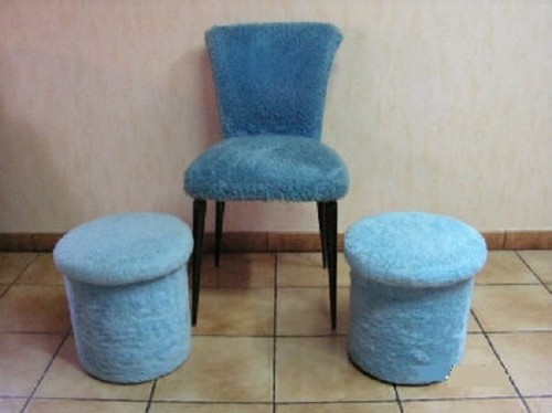 Vintage chaise 2 poufs et - chaise,