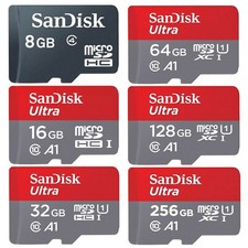 SANDISK - Carte Mémoire Class 4 / 10 Micro SD SDHC SDXC 8 16 32 64 128 256 Go Gb