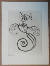 Gravure Cuivre SUZANNE TOURTE (1904-1979) Animal Fantastique Carte Voeux 20ex