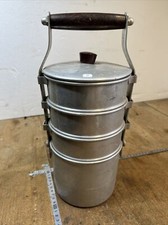 N. 3 cantine de 4 gamelles de chantier ancienne, aluminium vintage complet