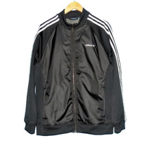veste survêtement ADIDAS polyester noir a bandes blanches taille XXL