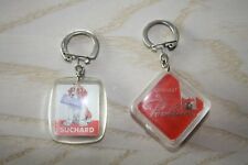 LOT 2 PORTE CLES CHOCOLAT ALIMENTAIRE POULAIN FEVE CACAO SUCHARD VINTAGE RARE 