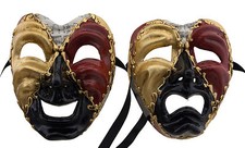 Lot de 2 Masques de Venise Volto Commedia Tragedia Musica papier maché  -  2270