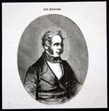 Environ 1880 Henry Temple Premier Ministre Portrait Bois Gravure Antique