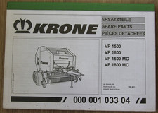 Catalogue pièces détachées Presse à balles rondes Krone VP 1500 1800 MC agricole