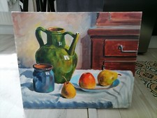 Old French oil painting (still life with fruit decoration)