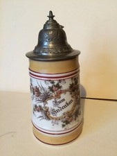 Chope de réserviste Allemande porcelaine peint main Marque Bum Andenken 