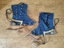 Rares Guêtres Militaires Françaises en Toile BLEU MARINE & Cuir – Modèle Troupes