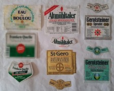 Lot de  6  étiquettes d'Eaux Minérales, décollées des bouteilles, TB.