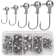 25pcs Têtes Plombées Crochets Kit de Hameçons de Pêche Tranchantes Têtes Jig ...