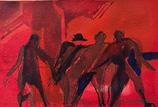 Arlette LE MORE - "Personnages" - Encre originale signée