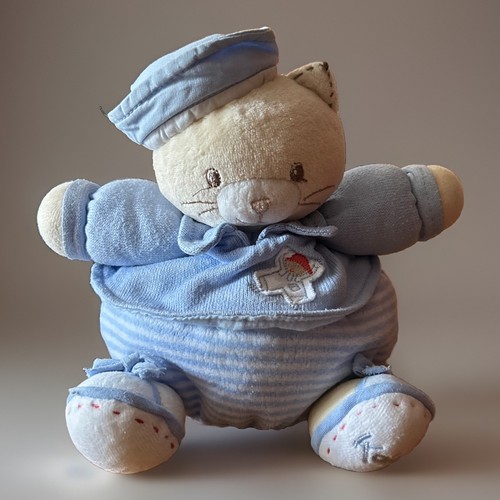 Doudou chat kaloo boule bleu - doudou,