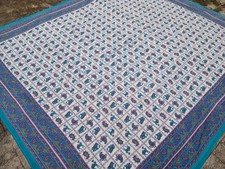 Grand Couvre-lit indien Bleu