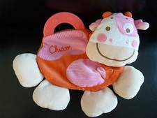 *. DOUDOU PLAT CHICCO VACHE ROSE ORANGE BLANC ANNEAU COEUR EXCELLENT ETAT