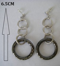 H:6.5CM belle PAIRE DE boucles d'oreilles 11gr ARGENT MASSIF 925  N°346