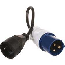 Cordon adaptateur pour borne de camping mâle UE - femelle 16A 30cm DHOME