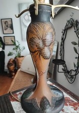 Grand Pied de lampe Gallé Tip - Décor Pomme De Pins 