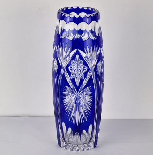 Art nouveau vase verre bleu - en,