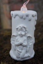 P889-268 B FIGURINE STATUETTE ANGE BLANC  BOUGIE  MYSTIQUE CHERUBIN BEBE FEE