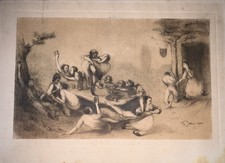 Gravure Ancienne 1942 Scène