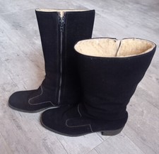 Bottes noires  vintage fourrées mouton femme Hévéac taille 36