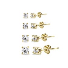 4 Paire Ensemble Rond Zircone