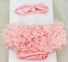 lot culotte cache-couche volant dentelle et bandeau 0-3 mois/3-6 mois