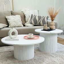 Set de Table basse ronde striée | FABRIQUÉ À LA MAIN | 2 Tables basses striée