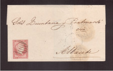 ESPAGNE n°43  ( Edifil 48   ) SUR ENV POUR ALBACETE SANS TEXTE OBL GRILLE