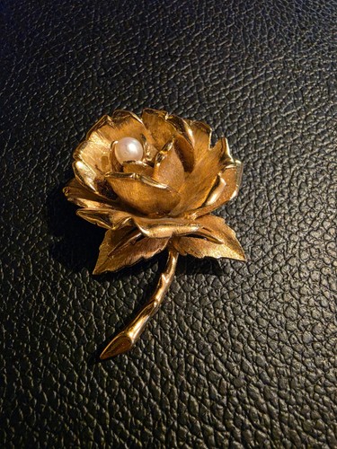 Broche ancienne rose signée - broche,