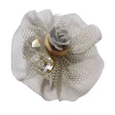 Bague GRISE Fleur tissu tulle