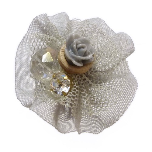 Bague grise fleur - fleur, tulle