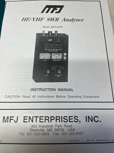 Mfj 259b vhf swr - -259b, analyzer