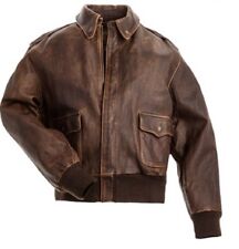 Veste de vol Aviator A-2 marron vieilli blouson bombardier en cuir de vache v...