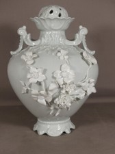 Pied De Lampe Ou Pique Fleurs En Porcelaine Céladon, Raynaud Limoges