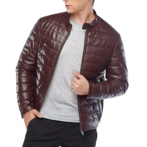Blouson cuir marron - marron, pour