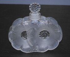 -ANCIEN FLACON LALIQUE France 2 FLEURS COLLECTION VITRINE PARFUM avec BOUCHON  D