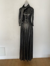 Robe Maxi Longue Nina Ricci. Col Écharpe. Taille 38. Irisée Argentée Pailleté. 