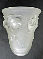 Tulipe ART DECO pâte de verre incolore, 6 roses en relief, Degué