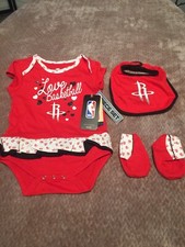 NBA Houston Rockets Red Baby Girls 18M Outfit 3 Pieces