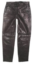 Pantalon En Cuir Noir-Marron