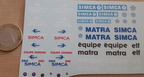 Decalcomanie decals simca - 1/43,