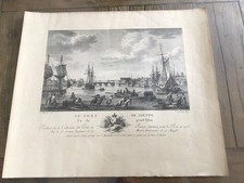 TRES BELLE GRAVURE-LE PORT DE DIEPPE VU DU GRAND QUAI SUR VIEUX PAPIER ARCHES 