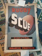 Rare Affiche ancienne rugby annees 70-SCUF-score ! 